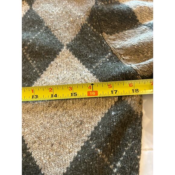 Vtg Tailor B Moss Cardigan Sz Small Green Wool Angora Argyle Preppy Academia 90s - Picture 9 of 11